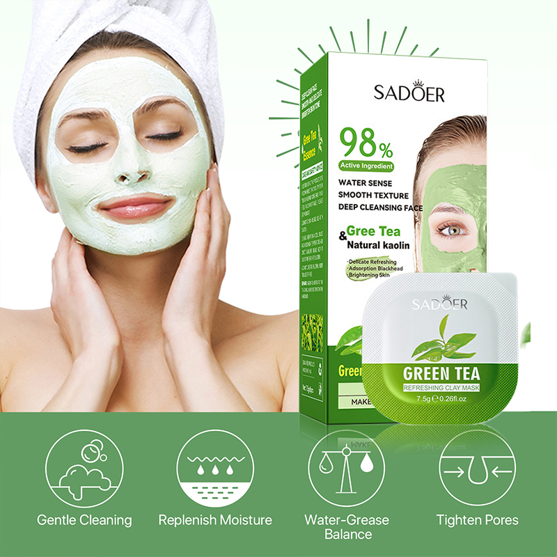 8pcs Green Tea Cleaning Mud Ma – обзор и цена Mud Mask Kaolin