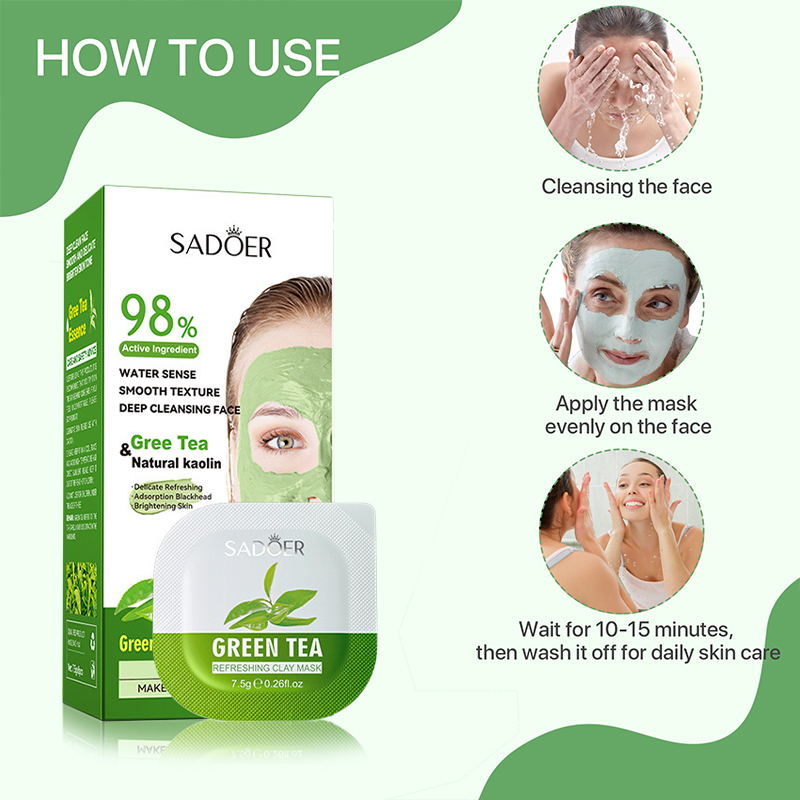 8pcs Green Tea Cleaning Mud Ma – обзор и цена Mud Mask Kaolin
