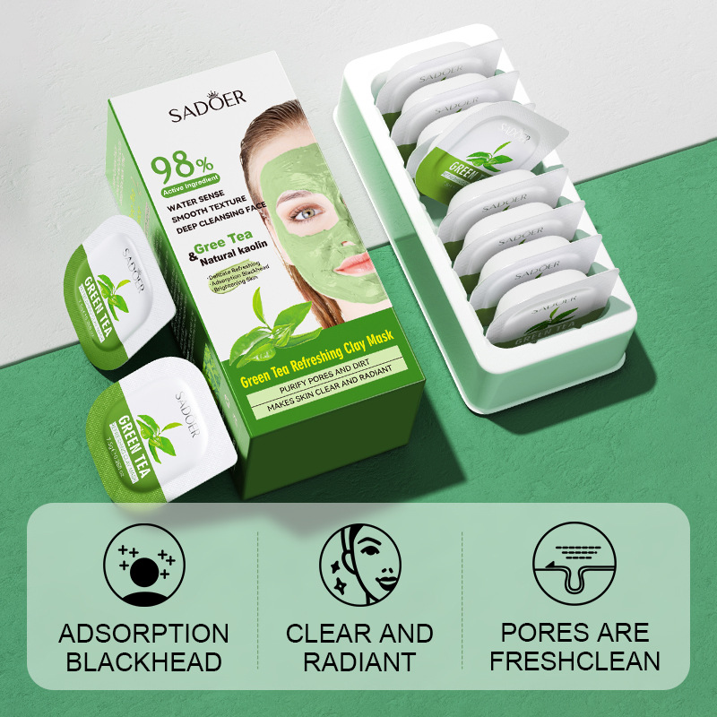 8pcs Green Tea Cleaning Mud Ma – обзор и цена Mud Mask Kaolin